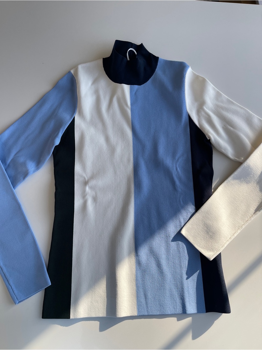 NWT Tory Sport Colorblock Top Light Blue, Navy and White